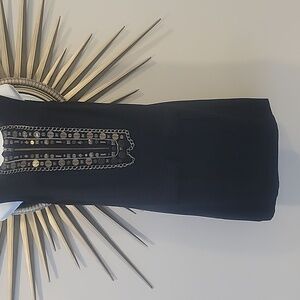 Nanette Lepore Black Dress with Chain and Gem Details.